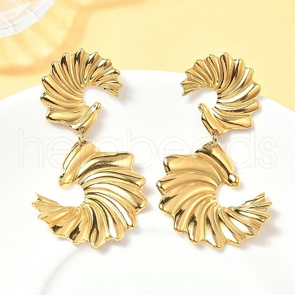 304 Stainless Steel Dangle Stud Earrings EJEW-H159-02G-1