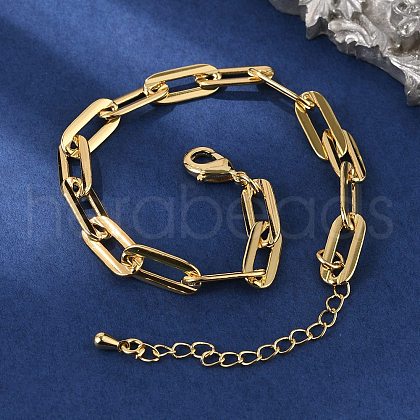 Brass Paperclip Chain Bracelets for Women Men BJEW-F494-03G-1