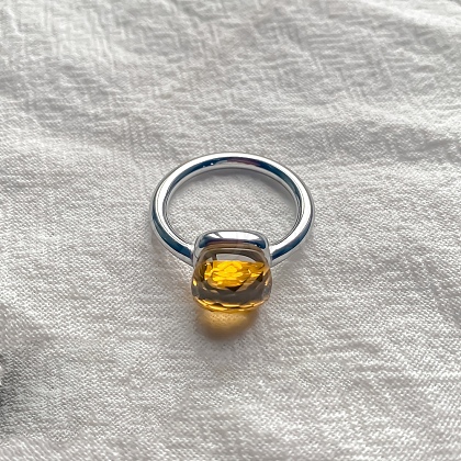 Square 304 Stainless Steel with Glass Finger Rings FS-WG8AAFA-43-1