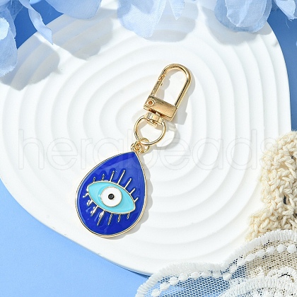 Teardrop with Evil Eye Alloy Enamel Pendant Decorations HJEW-YW00017-01-1
