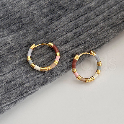 Brass Enamel Earrings EJEW-R024-01G-01-1
