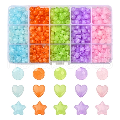 575Pcs 15 Style Imitation Jelly Acrylic Beads MACR-YW0001-79-1