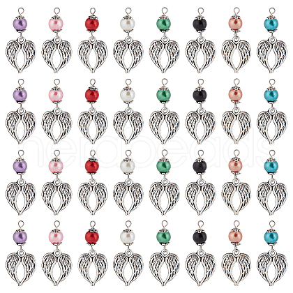   32Pcs 8 Colors Tibetan Style Alloy Pendants FIND-PH0008-69-1