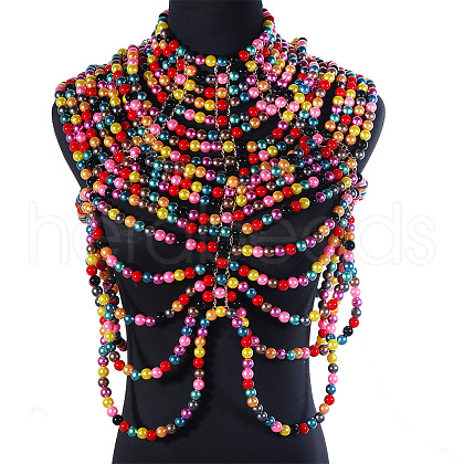 Plastic Imitation Pearl Beaded Multi Layer Bridal Shoulder Chains WG1B7F3-08-1
