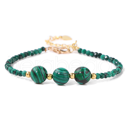 Round Natural Malachite Beaded Bracelets ZS3051-1-1