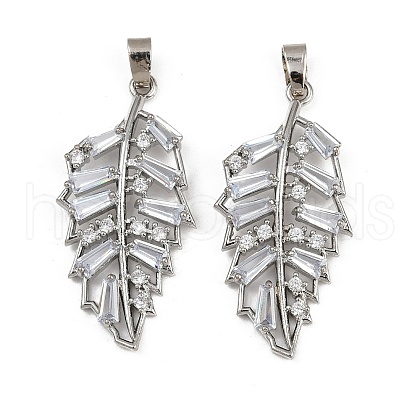Rack Plating Brass Clear Cubic Zirconia Pendants KK-L236-04C-P-1