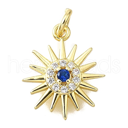 Brass Micro Pave Cubic Zirconia Charms KK-V011-56G-1