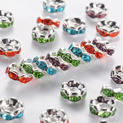 Brass Grade A Rhinestone Spacer Beads RSB028NF-1