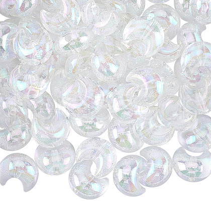 SOFPLATE 60Pcs UV Plating Transparent Acrylic Beads PACR-SP0001-01-1