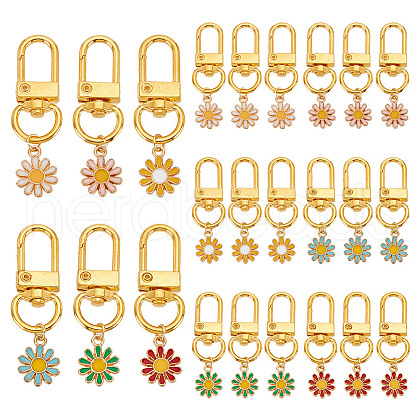24Pcs 6 Colors Alloy Enamel Pendant Decorations HJEW-GO00009-1