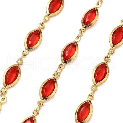 Brass Glass Horse Eye Link Chains CHC-R001-03G-01-1