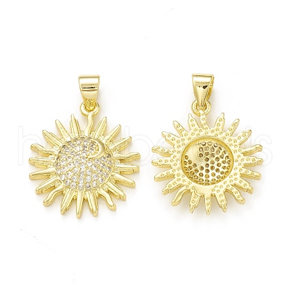 Rack Plating Brass Micro Pave Clear Cubic Zirconia Pendants KK-C011-13G-1