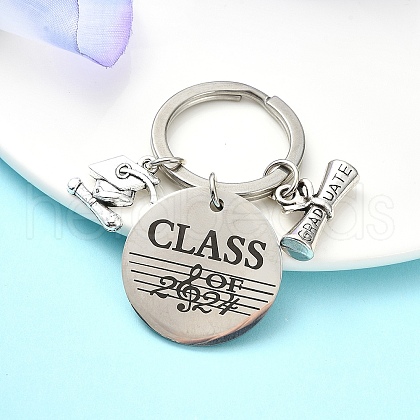 Flat Round Alloy Keychain KEYC-YW00090-02-1