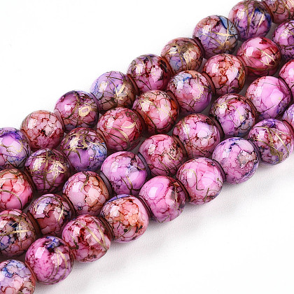 Baking Painted Glass Beads Strands X1-DGLA-N003-8mm-B03-1