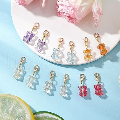 Handmade Lampwork Bear Pendant Decorations HJEW-JM03125-1