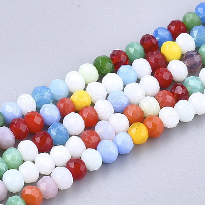 Electroplate Glass Beads Strands X-EGLA-T013-03C-1