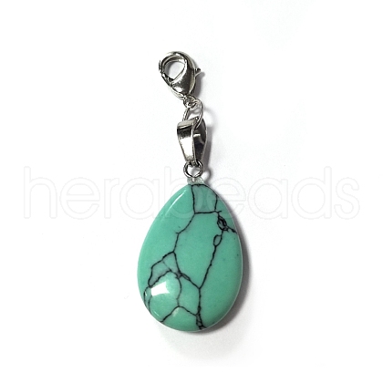 Synthetic Turquoise Pendant Decorations PALLOY-PH01401-10-1