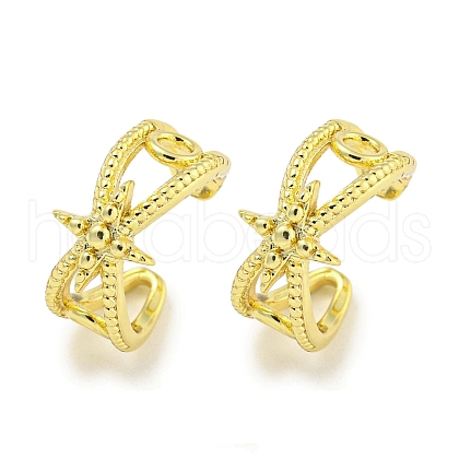 Brass Micro Pave Cubic Zirconia Cuff Earrings EJEW-C104-023G-1