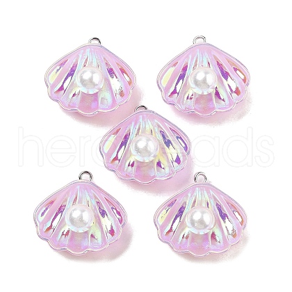 Resin Imitation Pearl Iridescent Pendants RESI-I062-01C-1