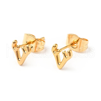 304 Stainless Steel Tiny Antlers Stud Earrings with 316 Stainless Steel Pins for Women EJEW-J043-08G-1