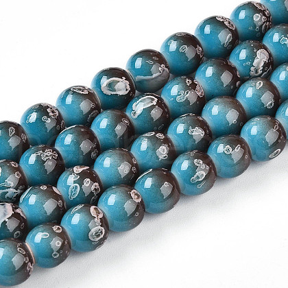 Baking Painted Glass Beads Strands DGLA-N008-8mm-07-1