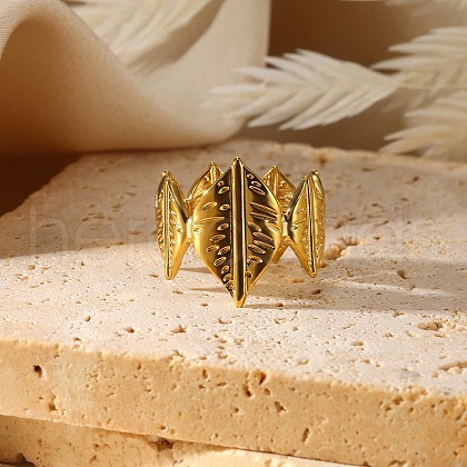 304 Stainless Steel Open Cuff Rings for Women RJEW-U060-01H-G-1