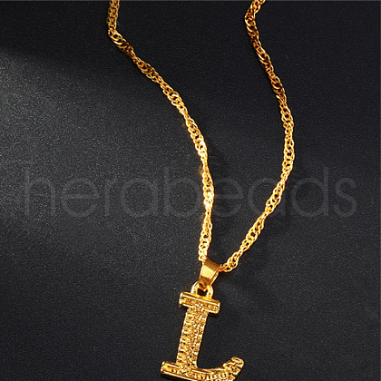 Brass Initial Pendant Necklaces FS-WG68BA5-12-1
