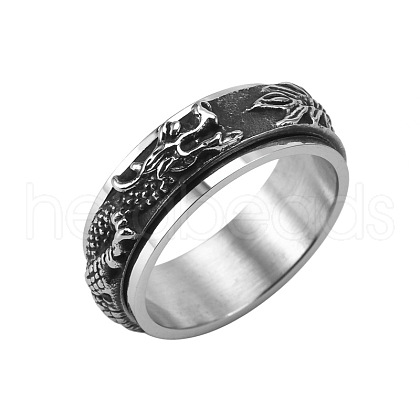 Dragon Stainless Steel Rotating Finger Ring PW-WG19507-04-1