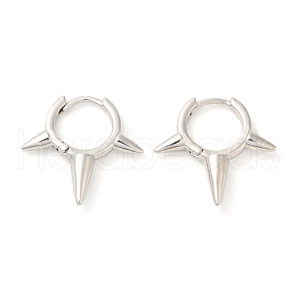 Rack Plating Brass Spike Hoop Earrings for Women EJEW-D059-19P-1