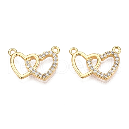 Brass Micro Pave Clear Cubic Zirconia Pendants KK-T073-22G-1