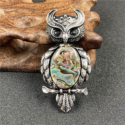 Antique Silver Owl Brooch Pins PW-WG382CA-02-1