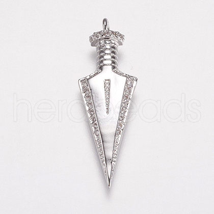 Brass Micro Pave Cubic Zirconia Pendants ZIRC-E143-53P-1