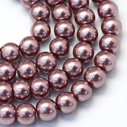 Baking Painted Pearlized Glass Pearl Round Bead Strands X-HY-Q003-4mm-58-1