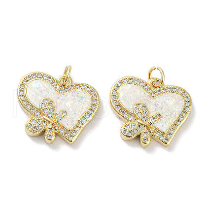 Brass Micro Pave Clear Cubic Zirconia Pendants KK-L213-018G-02-1