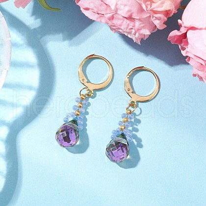 Glass Seed Beads Leverback Earrings EJEW-MZ00398-01-1