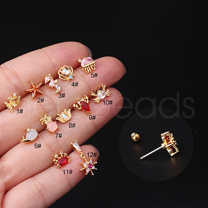 Brass Micro Pave Cubic Zirconia Cartilage Earring WG3714F-30-1