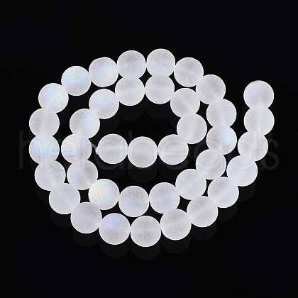 Frosted Transparent Glass Beads Strands GLAA-T032-T10mm-MBB13-1