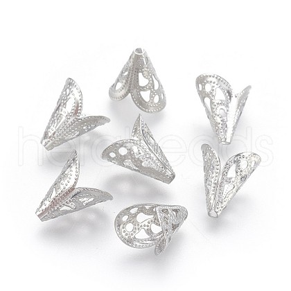 Non-Tarnish 2-Petal 304 Stainless Steel Bead Caps STAS-P221-15P-1