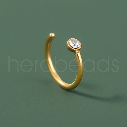 304 Stainless Steel Crystal Rhinestone Hoop Nose Rings WG032BD-08-1