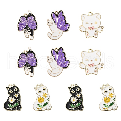 10Pcs 5 Styles Alloy Enamel Pendants ENAM-YW0004-46-1
