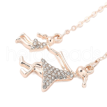 Alloy Full Crystal Rhinestone Mother and Daughter Pendant Necklaces FS-WG340FE-02-1