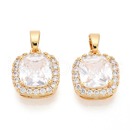 Brass Micro Pave Cubic Zirconia Pendants KK-N272-05G-1
