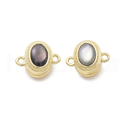 Brass Natural Black Lip Shell Epoxy Magnetic Clasps KK-G528-01G-01-1
