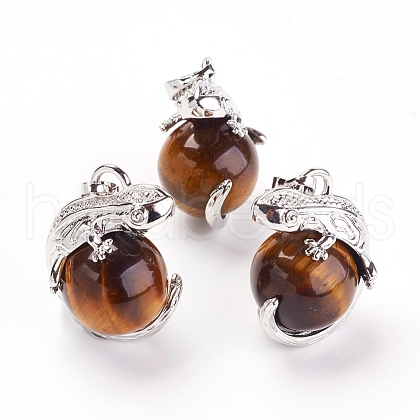 Natural Tiger Eye Pendants G-G713-I04-1