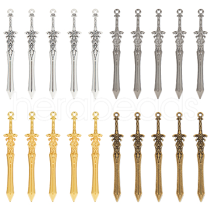 Unicraftale 40Pcs 4 Colors Tibetan Style Alloy Big Pendants FIND-UN0003-35A-1