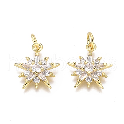 Brass Micro Pave Clear Cubic Zirconia Pendants ZIRC-Z008-36G-1