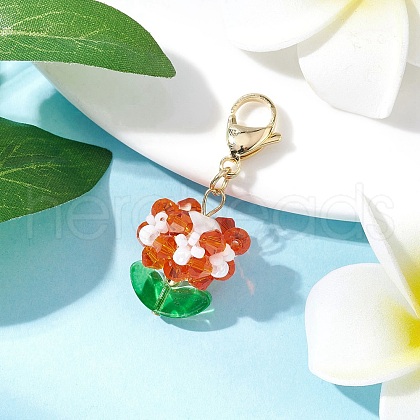 Flower Glass Pendant Decorations HJEW-MZ00218-02-1