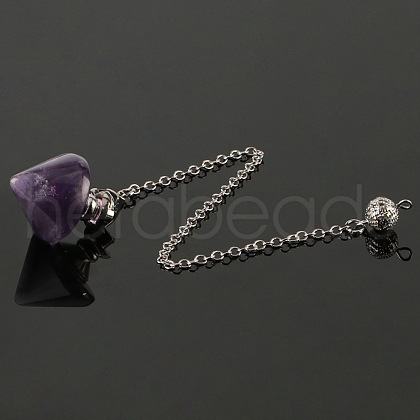 Natural Amethyst Pointed Dowsing Pendulums PW-WG491EC-09-1
