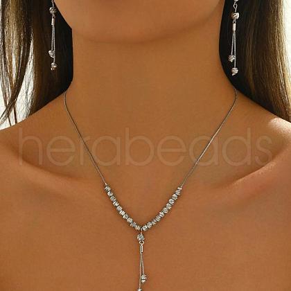 Elegant Vintage Brass Tassel Dangle Earrings & Pendant Necklace Sets for Women IW4350-1