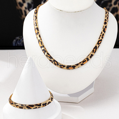 Alloy Leopard Print Snake Chain Necklaces & Bracelets Sets FS-WGE503A-01-1
